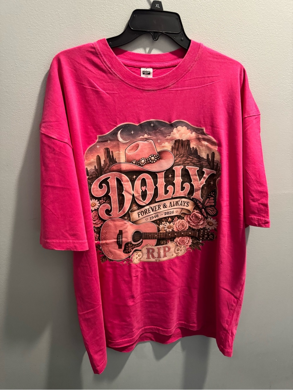 DOLLY FOREVER & ALWAYS 1946-2026 RIP' size 2XL T-shirt Pink Cotton Plus Size